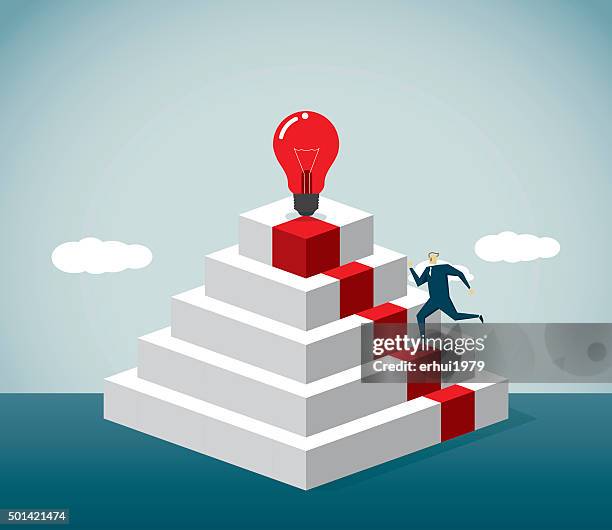 light bulb - step ladder stock illustrations