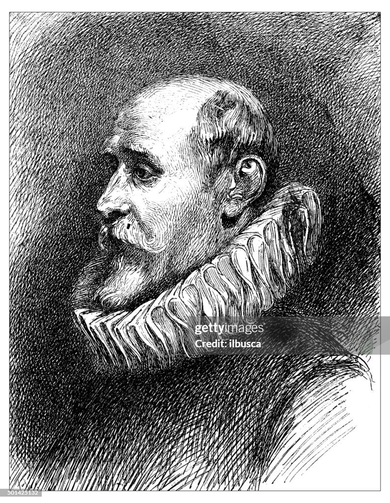 Antique illustration of old man's portrait