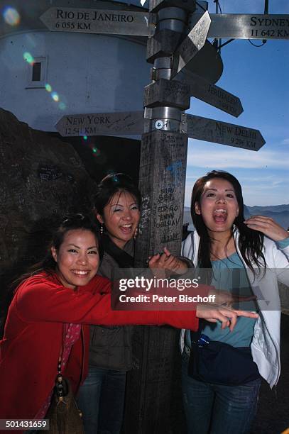 Touristinnen am Wegweiser am Leuchtturm am "Cape Point", am Kap der Guten Hoffnung, bei Kapstadt, Südafrika, Afrika, Reise, NB, DIG; P.-Nr....