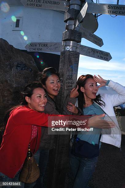 Touristinnen am Wegweiser am Leuchtturm am "Cape Point", am Kap der Guten Hoffnung, bei Kapstadt, Südafrika, Afrika, Reise, NB, DIG; P.-Nr....