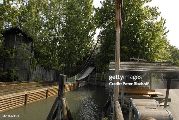 Wildwasserfahrt im "Hansa Park", Sierksdorf/Ostsee, Schleswig-Holstein, Deutschland, Europa, Freizeitpark, Fahrgeschäft, Holzfällerlager, Reise, AS,...