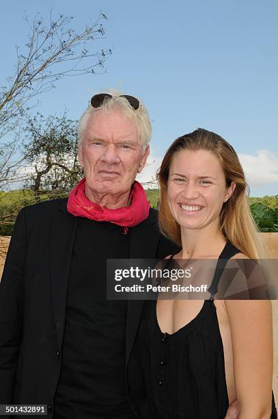 Burkhard Driest, Tochter Johanna, Restaurant "Ses Roques", Playa de Comte, Insel Ibiza, Balearen, Spanien, Europa, Urlaub, Sonnenbrille, Vater,...