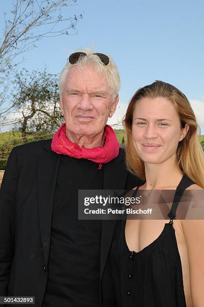 Burkhard Driest, Tochter Johanna, Restaurant "Ses Roques", Playa de Comte, Insel Ibiza, Balearen, Spanien, Europa, Urlaub, Sonnenbrille, Vater,...