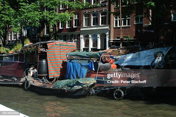 Hausboot am Grachtenkanal, Amsterdam, Niederlande, Holland, Europa, Boot, Gracht, Kanal, Reise, BB, DIG; P.-Nr.: 941/2005, ;