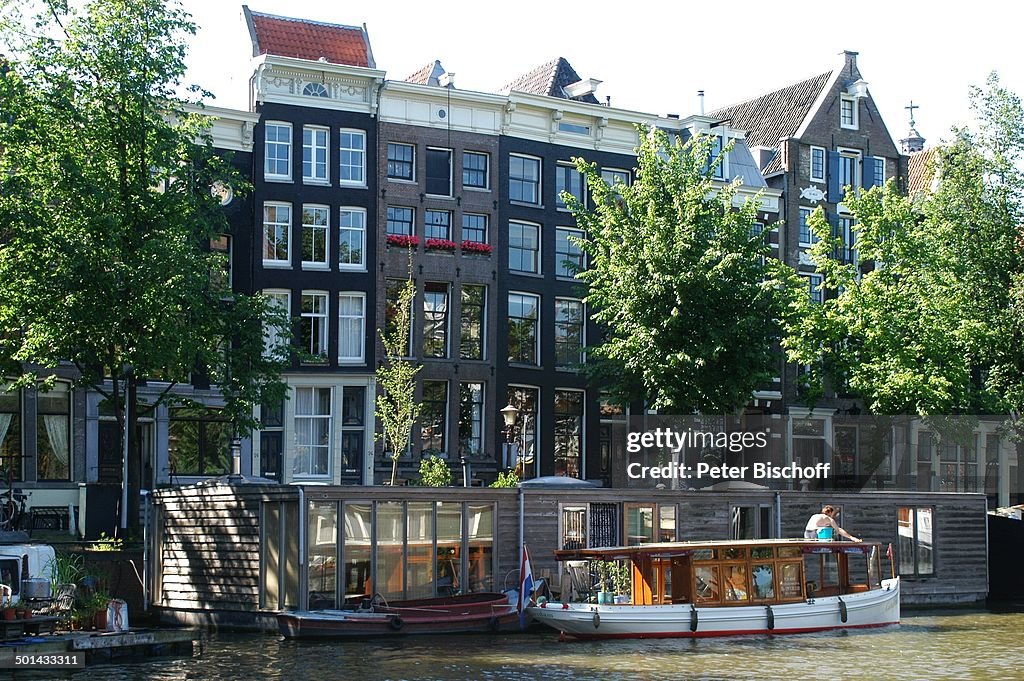 Hausboot am Grachtenkanal, Amsterdam, Niederlande, Holland, Europa, Boot, Gracht, Ka