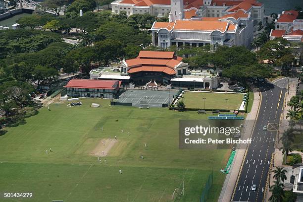 Blick vom "Swissôtel - The Stamford" auf Cricket-Platz, Marina Bay, Singapur, Asien, Hotel, Gebäude, Reise, BB, DIG; P.-Nr.: 013/2005, ;