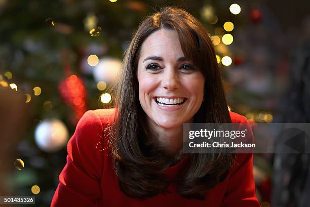 Catherine, Duchess of Cambridge attends the Anna Freud Centre Family School Christmas Party at Anna Freud Centre on December 15, 2015 in London,...