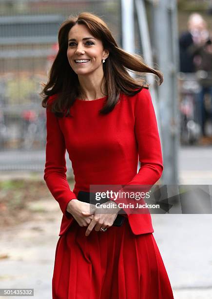 Catherine, Duchess of Cambridge attends the Anna Freud Centre Family School Christmas Party at Anna Freud Centre on December 15, 2015 in London,...