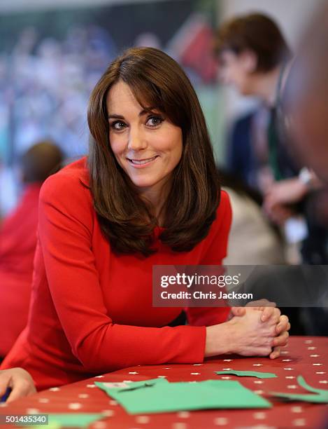 Catherine, Duchess of Cambridge attends the Anna Freud Centre Family School Christmas Party at Anna Freud Centre on December 15, 2015 in London,...