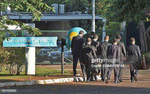 Federal Police and General Attorney's Office personnel raid the offices of the president of the Brazilian chamber of deputies Eduardo Cunha in...