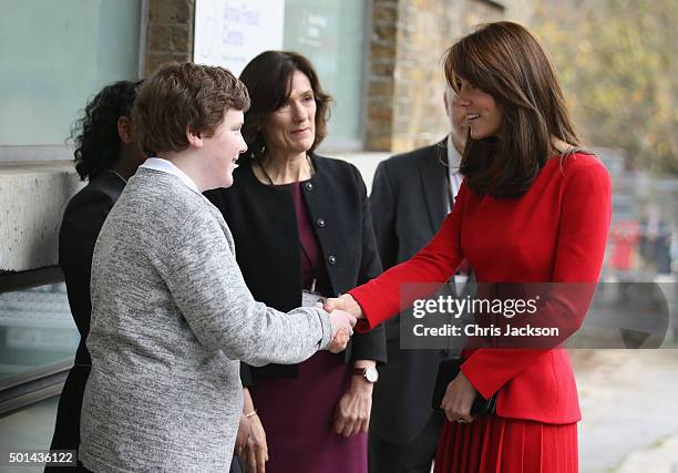 Catherine, Duchess of Cambridge attends the Anna Freud Centre Family School Christmas Party at Anna Freud Centre on December 15, 2015 in London,...