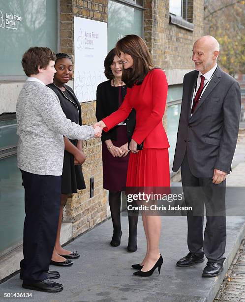 Catherine, Duchess of Cambridge attends the Anna Freud Centre Family School Christmas Party at Anna Freud Centre on December 15, 2015 in London,...