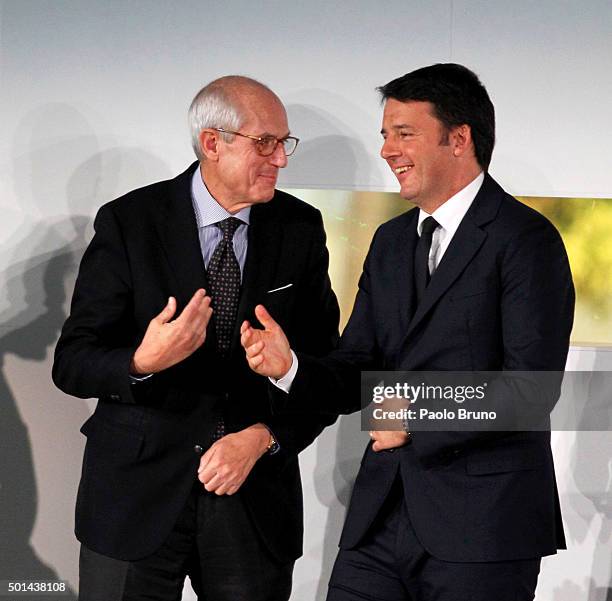 Francesco Paolo Tronca, the new Commissioner of Rome, and Italian Prime Minister Matteo Renzi attend the Italian Olympic Commitee 'Collari d'Oro'...