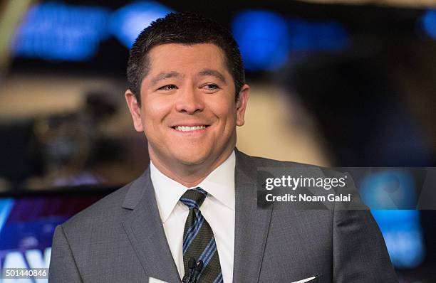 Carl Quintanilla is seen at the NYSE opening bell at New York Stock Exchange on December 15, 2015 in New York City.