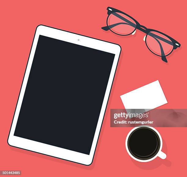 tablet pc - computer mockup desk stock illustrations