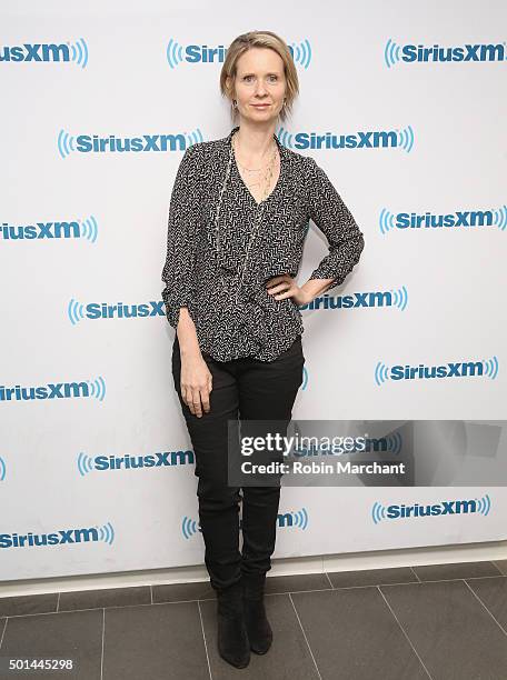 Cynthia Nixon visits at SiriusXM Studios on December 15, 2015 in New York City.