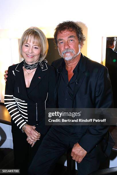 Martine Monteil, who presents her book 'Flic, tout simplement' and Main Guest of the Show actor Olivier Marchal attend the 'Vivement Dimanche' French...