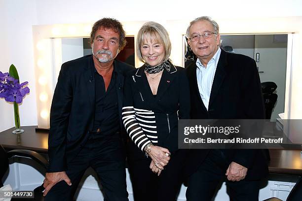 Main Guest of the Show actor Olivier Marchal, Martine Monteil, who presents her book 'Flic, tout simplement' and Scenarist Simon Michael attend the...