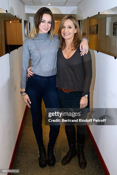 Actress and wife of Main Guest of the show Olivier Marchal, Catherine Marchal and her daughter Zoe Marchal attend the 'Vivement Dimanche' French TV...