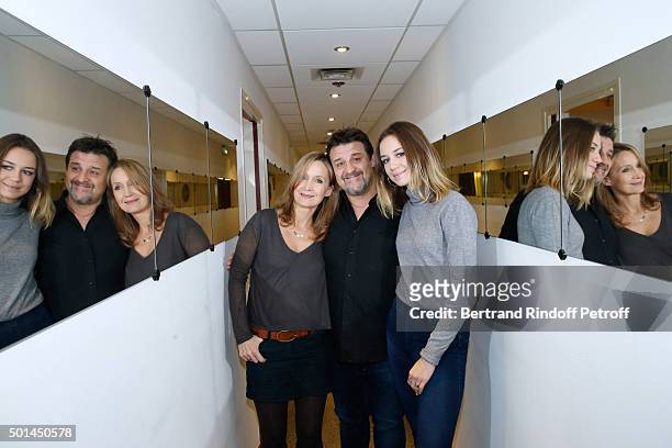 Actor Guy Lecluyse standing between Actress and wife of Main Guest of the show Olivier Marchal, Catherine Marchal and her daughter Zoe Marchal attend...