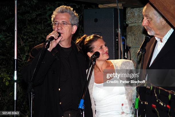 Ilja Richter , Freundin Barbara Ferun , Karl Dall , Feier zum 60. Geburtstag von G u n t h e r E m m e r l i c h, Innenhof "Hoftheater Dresden",...