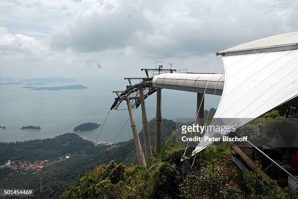 Panorama-Blick von Bergstation auf Meer Andamanen-See, Seilbahn zur "Sky Bridge" , Provinz Pantai Tengah, Insel Langkawi, Malaysia, Asien, Reise, NB,...