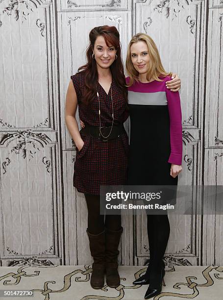 Actress Sierra Boggess and moderator Imogen Lloyd Webber attend AOL Build at AOL Studios In New York on December 15, 2015 in New York City.