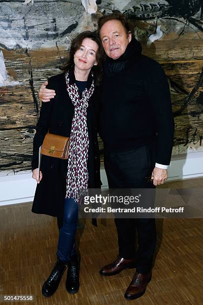 Guillaume Durand and his wife Diane de Mac Mahon attend the Anselm Kiefer's Exhibition : Press Preview, held at Centre Pompidou on December 15, 2015...