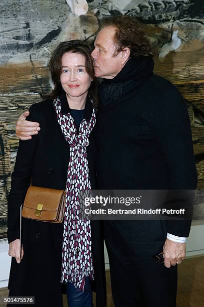 Guillaume Durand and his wife Diane de Mac Mahon attend the Anselm Kiefer's Exhibition : Press Preview, held at Centre Pompidou on December 15, 2015...