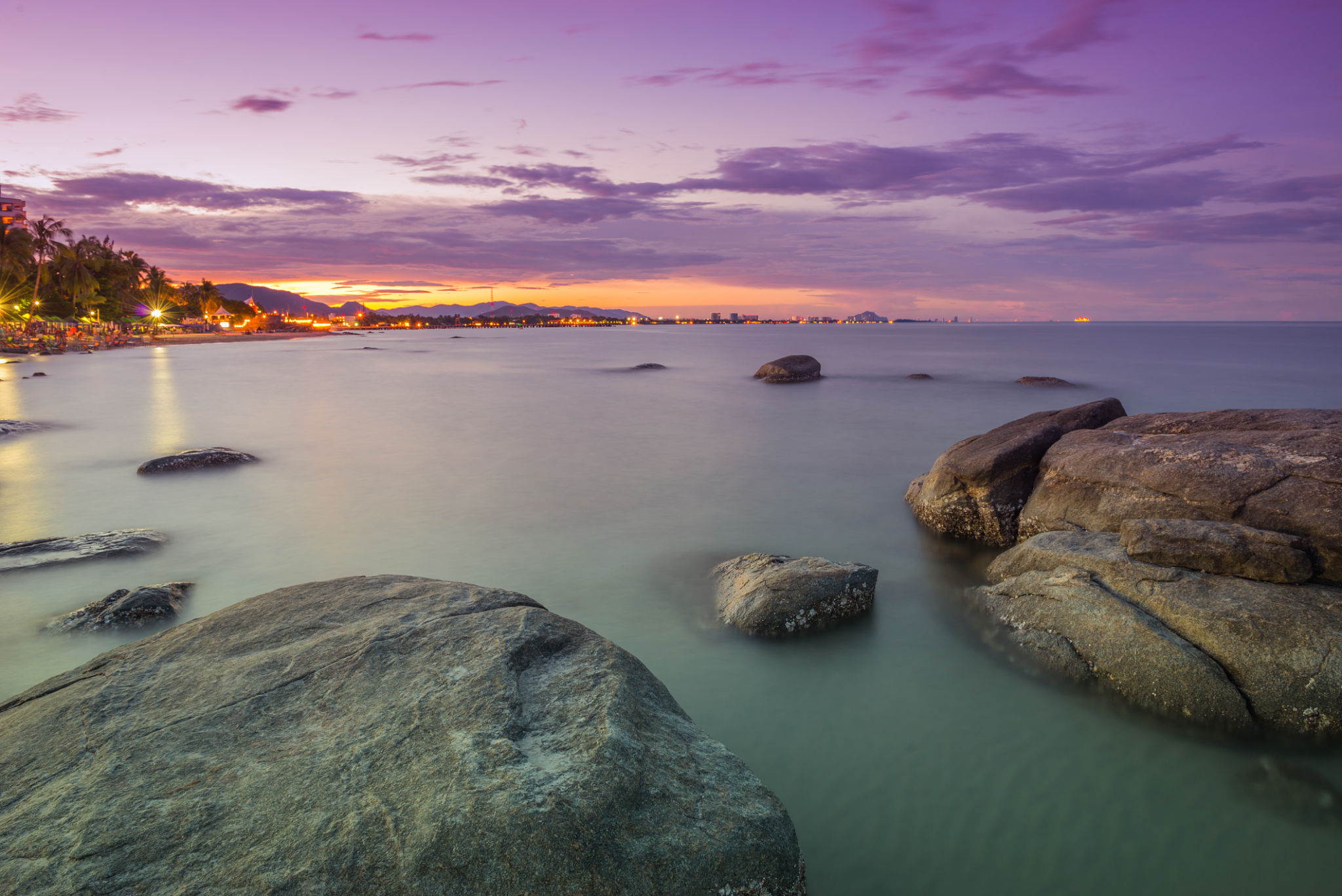 sunset at Hua Hin beach,Thailand sunset at Hua Hin beach,Thailand