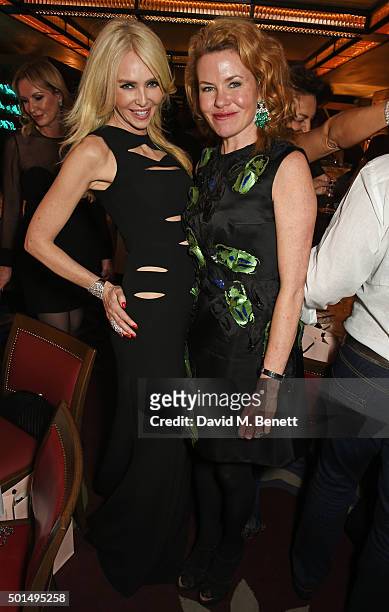 Amanda Cronin and Erin Morris attend a private dinner hosted by Jeremy Morris and Lisa Tchenguiz to celebrate David Morris and Agent Provocateur at...
