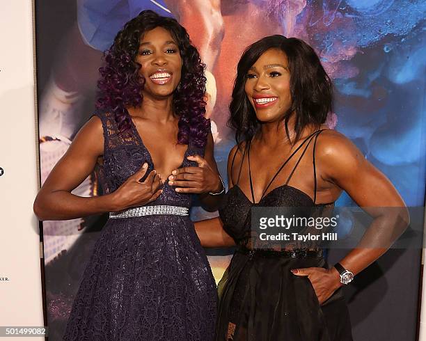 Venus and Serena Williams attend the 2015 Sports Illustrated Sportsperson Of The Year Ceremony at Pier Sixty at Chelsea Piers on December 15, 2015 in...