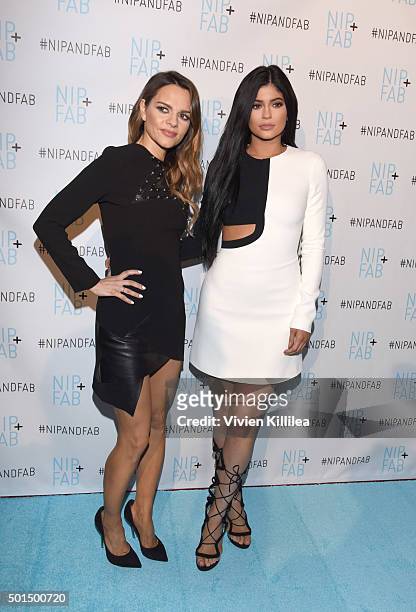 Photo Call with NIP+FAB President and Founder Maria Hatzistefanis and Kylie Jenner on December 15, 2015 in Los Angeles, California.