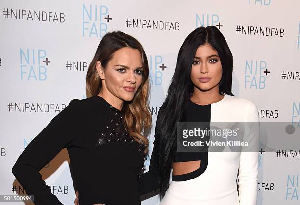 Photo Call with NIP+FAB President and Founder Maria Hatzistefanis and Kylie Jenner on December 15, 2015 in Los Angeles, California.