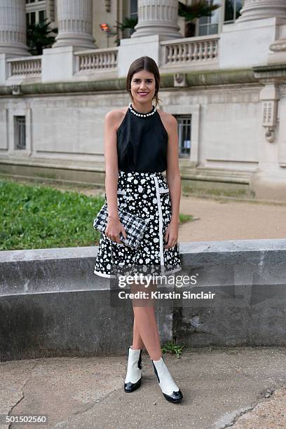 Fashion Buyer for The Gallerist Mariana Cassou wears a vintage top with a Chanel skirt, bag and shoes on day 8 during Paris Fashion Week...