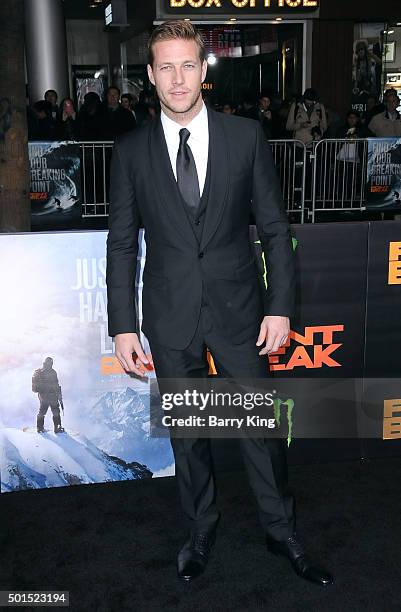 Actor Luke Bracey attends the Premiere of Warner Bros. Pictures' 'Point Break' at TCL Chinese Theatre on December 15, 2015 in Hollywood, California.