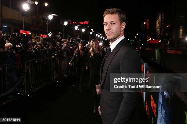 Luke Bracey attends the premiere of Warner Bros. Pictures and Alcon Entertainment's "Point Break" at TCL Chinese Theatre on December 15, 2015 in...