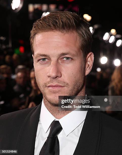Luke Bracey attends the premiere of Warner Bros. Pictures and Alcon Entertainment's "Point Break" at TCL Chinese Theatre on December 15, 2015 in...