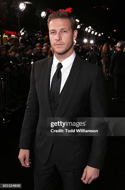 Luke Bracey attends the premiere of Warner Bros. Pictures and Alcon Entertainment's "Point Break" at TCL Chinese Theatre on December 15, 2015 in...