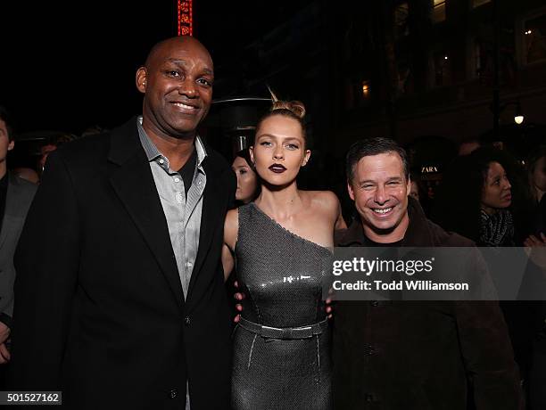 Producer Broderick Johnson, Teresa Palmer and Producer Andrew A. Kosove attend the premiere Of Warner Bros. Pictures And Alcon Entertainment's "Point...