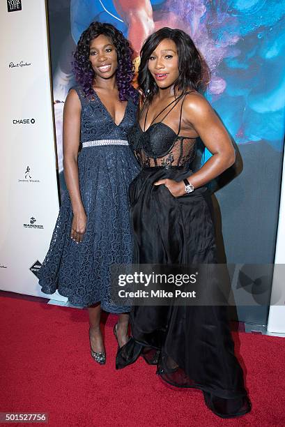 Venus Williams and Serena Williams attend the 2015 Sports Illustrated Sportsperson Of The Year Ceremony at Pier Sixty at Chelsea Piers on December...