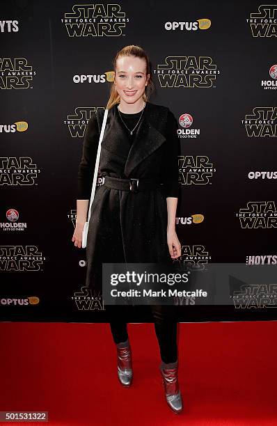 Sophie Lowe arrives ahead of the 'Star Wars: The Force Awakens' Australian premiere on December 16, 2015 in Sydney, Australia.