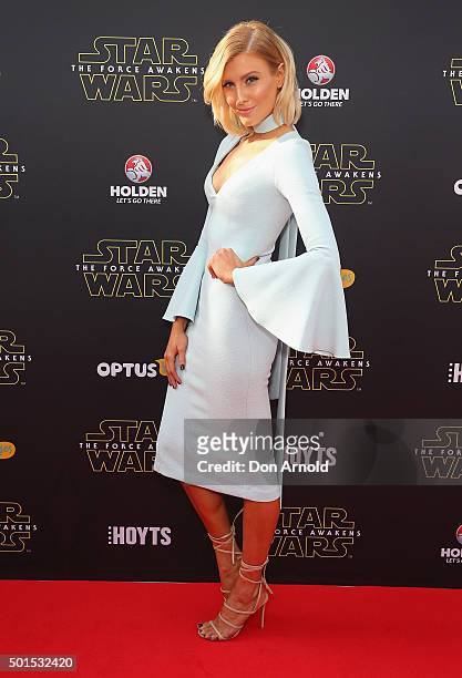 Erin Holland arrives ahead of the 'Star Wars: The Force Awakens' Australian premiere on December 16, 2015 in Sydney, Australia.