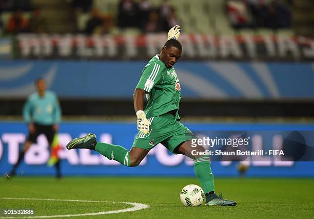 Mazembe goalkeeper Sylvain Gbohouo during the FIFA Club World Cup 5th place match between Club America and TP Mazembe at Osaka Nagai Stadium on...