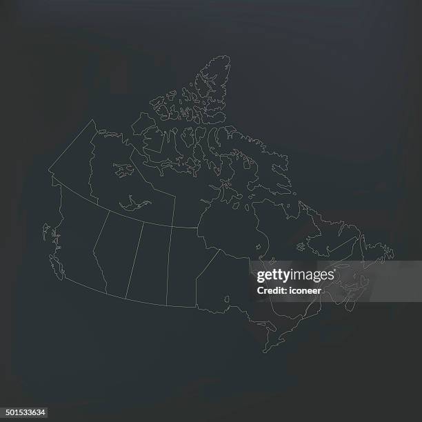 Subtle Canadian Map Canada Map Dark On Shady Background High-Res Vector Graphic - Getty Images