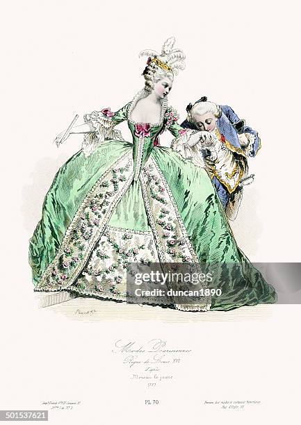 illustrations, cliparts, dessins animés et icônes de 18 ème siècle la mode à paris - robe du soir