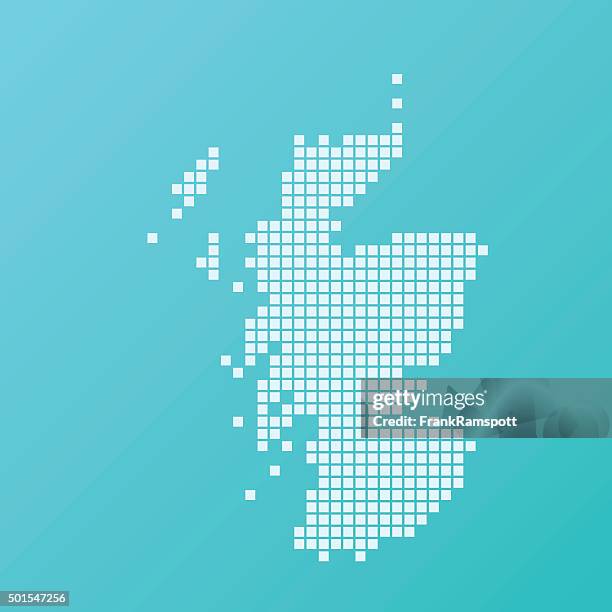 scotland map basic square pattern turquoise - scotland map stock illustrations