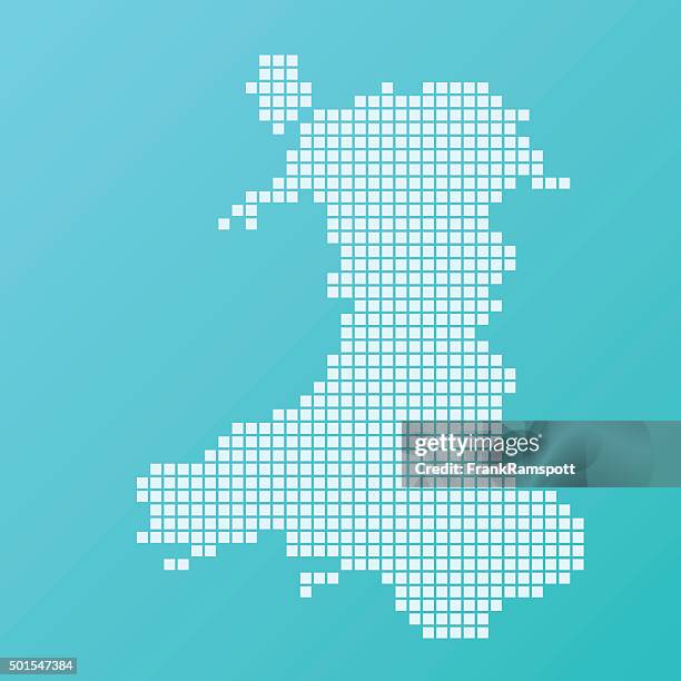 wales map basic square pattern turquoise - wales stock illustrations