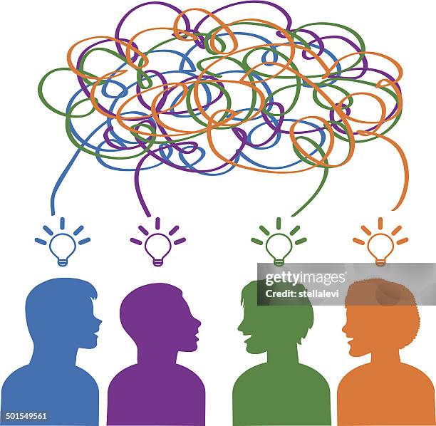 brainstorming - knowledge sharing stock illustrations