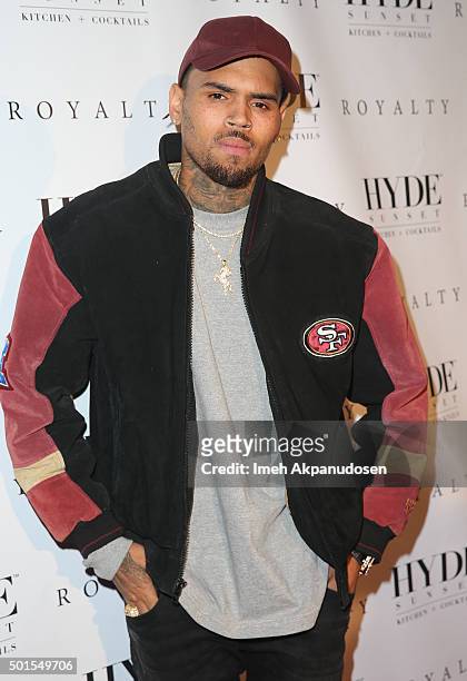 Recording artist Chris Brown attends a listening party for his latest album, 'Royalty' at HYDE Sunset: Kitchen + Cocktails on December 15, 2015 in...